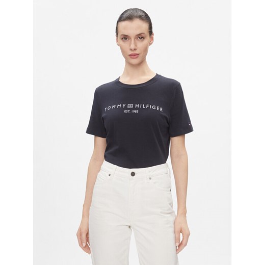 Tommy Hilfiger T-Shirt WW0WW40276 Granatowy Regular Fit ze sklepu MODIVO w kategorii Bluzki damskie - zdjęcie 182611108
