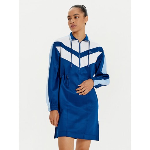 Lacoste Sukienka dzianinowa EF4946 Niebieski Relaxed Fit ze sklepu MODIVO w kategorii Sukienki - zdjęcie 182611148