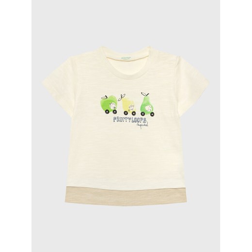 United Colors Of Benetton T-Shirt 3F93A102K Écru Relaxed Fit ze sklepu MODIVO w kategorii Koszulki niemowlęce - zdjęcie 182611165