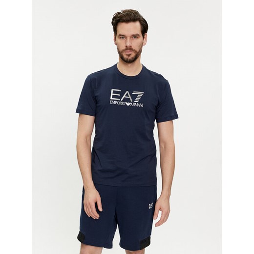 EA7 Emporio Armani T-Shirt 3DPT71 PJM9Z 1554 Granatowy Regular Fit ze sklepu MODIVO w kategorii T-shirty męskie - zdjęcie 182611356