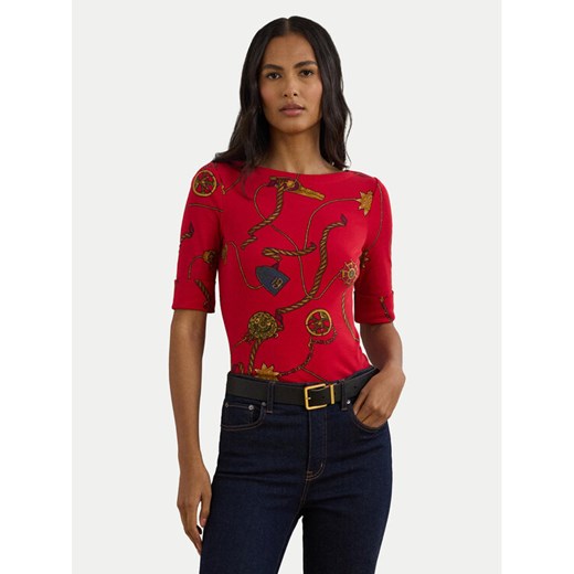 LAUREN RALPH LAUREN Bluzka 200957614002 Czerwony Slim Fit ze sklepu MODIVO w kategorii Bluzki damskie - zdjęcie 182611366