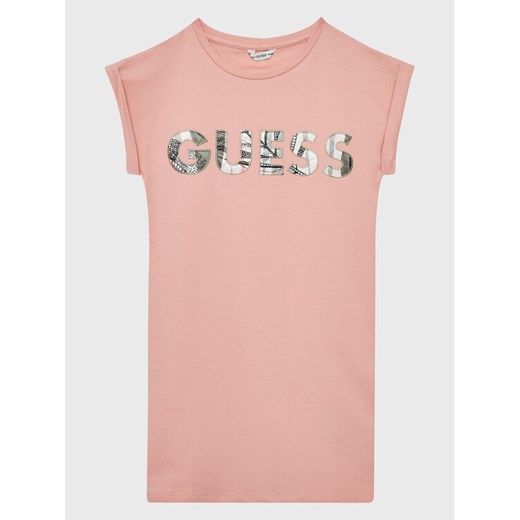 Guess Sukienka codzienna J3GK35 KAE23 Różowy Regular Fit ze sklepu MODIVO w kategorii Sukienki dziewczęce - zdjęcie 182611597