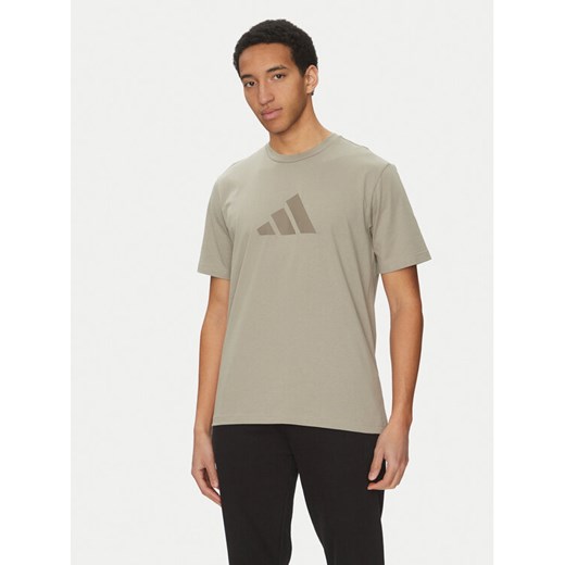 adidas T-Shirt Future Icons 3 Bar Logo JD4915 Beżowy Regular Fit ze sklepu MODIVO w kategorii T-shirty męskie - zdjęcie 182611658