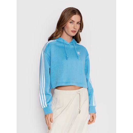 adidas Bluza adicolor Classics HC2014 Niebieski Relaxed Fit ze sklepu MODIVO w kategorii Bluzy damskie - zdjęcie 182611775