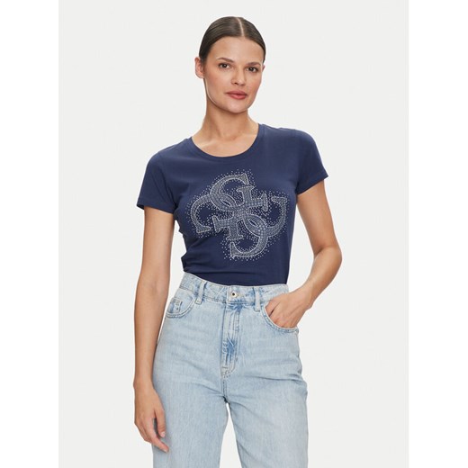 Guess T-Shirt W4YI37 J1314 Niebieski Regular Fit ze sklepu MODIVO w kategorii Bluzki damskie - zdjęcie 182611805