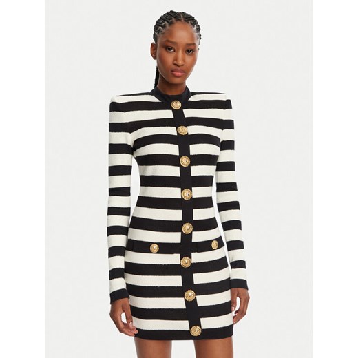 Balmain Sukienka dzianinowa DF1R9193JI70 Czarny Regular Fit ze sklepu MODIVO w kategorii Sukienki - zdjęcie 182611929