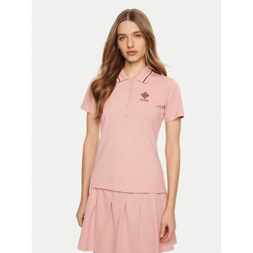 Guess Polo V5RP02 KCOK1 Różowy Regular Fit ze sklepu MODIVO w kategorii Bluzki damskie - zdjęcie 182611998
