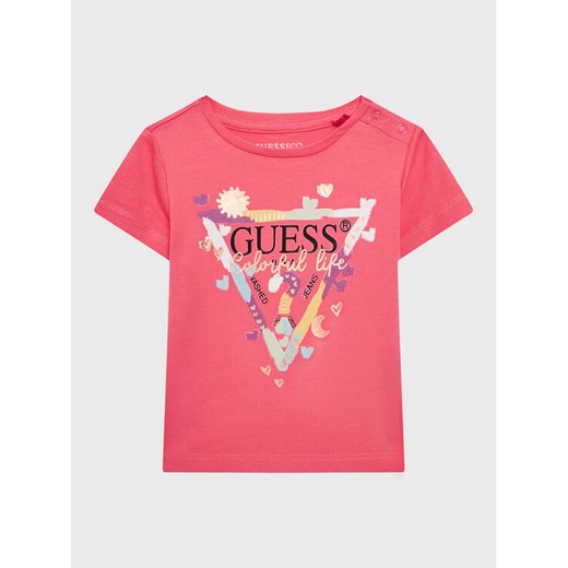 Guess T-Shirt A3GI00 K6YW3 Różowy Regular Fit ze sklepu MODIVO w kategorii Koszulki niemowlęce - zdjęcie 182612158