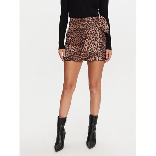 Guess Spódnica mini Desire Bowed W4BD57 WGIJ2 Brązowy Slim Fit ze sklepu MODIVO w kategorii Spódnice - zdjęcie 182612188