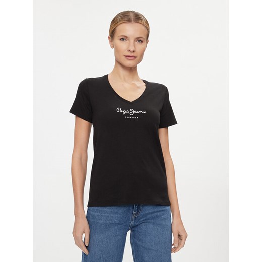 Pepe Jeans T-Shirt Wendy PL505482 Czarny Regular Fit ze sklepu MODIVO w kategorii Bluzki damskie - zdjęcie 182612269