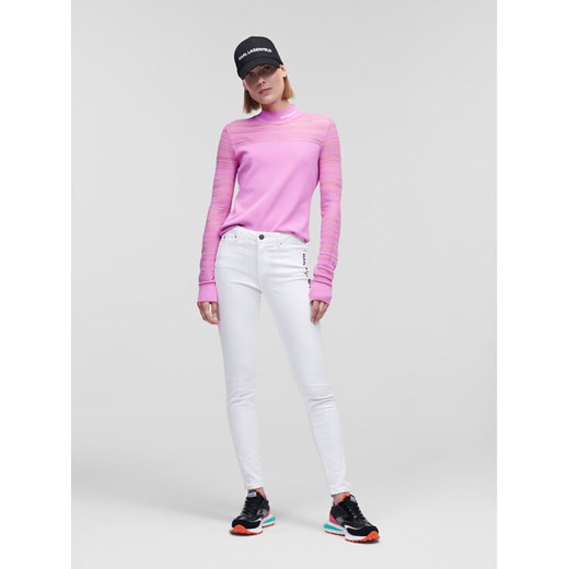 KARL LAGERFELD Jeansy Logo 225W1104 Biały Skinny Fit ze sklepu MODIVO w kategorii Jeansy damskie - zdjęcie 182612309