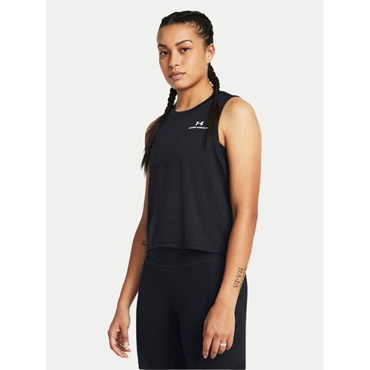 Under Armour Top Rush Energy Crop Tank 1383654-001 Czarny Loose Fit ze sklepu MODIVO w kategorii Bluzki damskie - zdjęcie 182612346