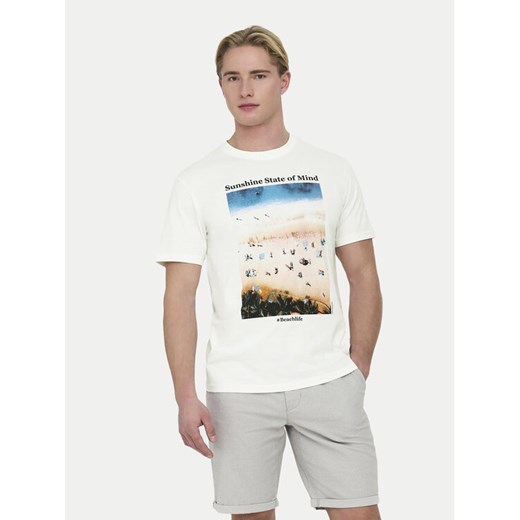 Only & Sons T-Shirt Kolton 22028735 Biały Regular Fit ze sklepu MODIVO w kategorii T-shirty męskie - zdjęcie 182612768