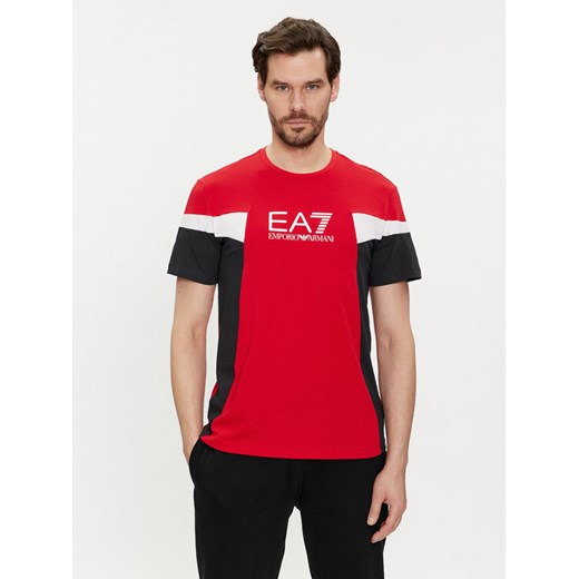 EA7 Emporio Armani T-Shirt 3DPT10 PJ02Z 1461 Czerwony Regular Fit ze sklepu MODIVO w kategorii T-shirty męskie - zdjęcie 182612777