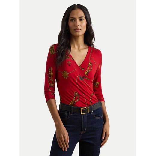 LAUREN RALPH LAUREN Bluzka 200957611001 Czerwony Slim Fit ze sklepu MODIVO w kategorii Bluzki damskie - zdjęcie 182613097