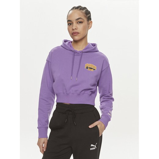 Puma Bluza For The Fanbase 624346 Fioletowy Relaxed Fit ze sklepu MODIVO w kategorii Bluzy damskie - zdjęcie 182613257