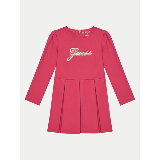 Guess Sukienka codzienna K4BK00 KAUH0 Bordowy Regular Fit ze sklepu MODIVO w kategorii Sukienki dziewczęce - zdjęcie 182613276