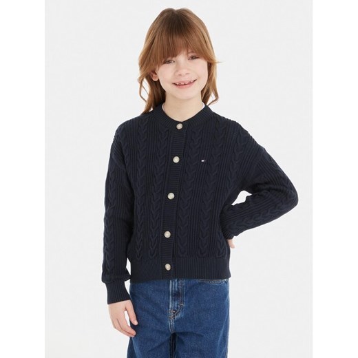 Tommy Hilfiger Kardigan KG0KG07628 Granatowy Regular Fit ze sklepu MODIVO w kategorii Swetry dziewczęce - zdjęcie 182613456