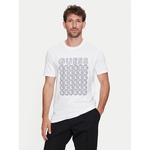 Guess T-Shirt M4YI29 J1314 Biały Slim Fit ze sklepu MODIVO w kategorii T-shirty męskie - zdjęcie 182613617