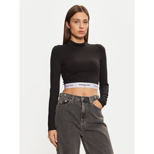 Tommy Jeans Bluzka DW0DW19510 Czarny Slim Fit ze sklepu MODIVO w kategorii Bluzki damskie - zdjęcie 182613895
