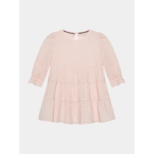 Tommy Hilfiger Sukienka codzienna Broderie Anglaise KG0KG07779 M Różowy Regular Fit ze sklepu MODIVO w kategorii Sukienki dziewczęce - zdjęcie 182613967