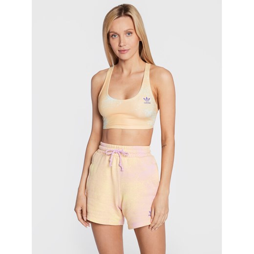 adidas Top Allover Print HL6596 Beżowy Slim Fit ze sklepu MODIVO w kategorii Bluzki damskie - zdjęcie 182614217
