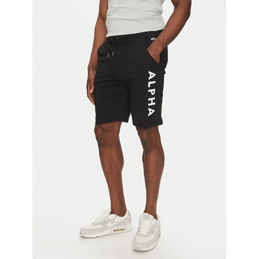 Alpha Industries Szorty sportowe 116366 Czarny Regular Fit ze sklepu MODIVO w kategorii Spodenki męskie - zdjęcie 182614265