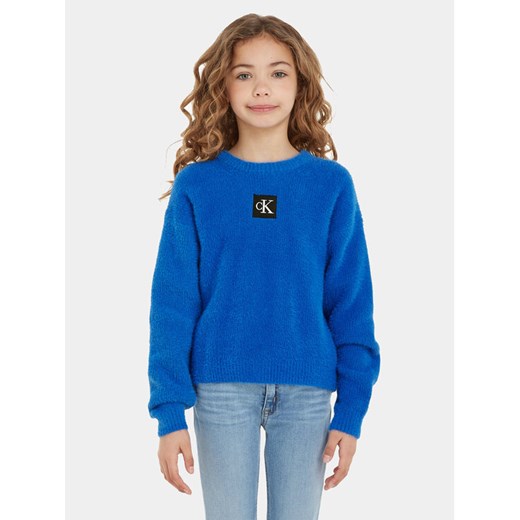 Calvin Klein Jeans Sweter Monogram IG0IG02217 Niebieski Regular Fit ze sklepu MODIVO w kategorii Swetry dziewczęce - zdjęcie 182614299