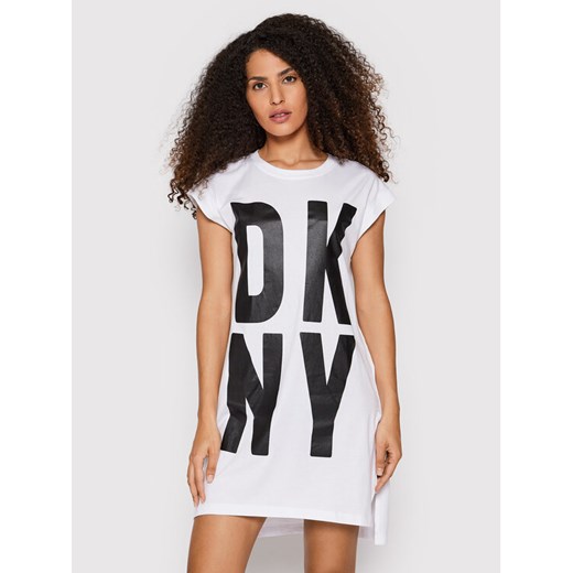 DKNY T-Shirt P1RHRB2M Biały Regular Fit ze sklepu MODIVO w kategorii Bluzki damskie - zdjęcie 182614318