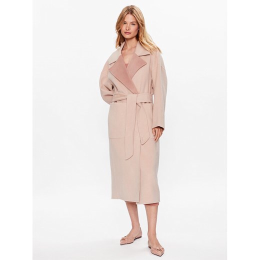 Calvin Klein Płaszcz wełniany K20K205855 Różowy Regular Fit ze sklepu MODIVO w kategorii Płaszcze damskie - zdjęcie 182614475