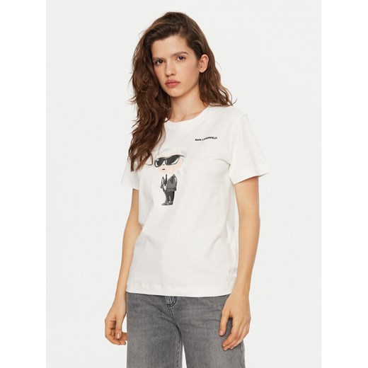 KARL LAGERFELD T-Shirt A1W17130 Biały Regular Fit ze sklepu MODIVO w kategorii Bluzki damskie - zdjęcie 182614478