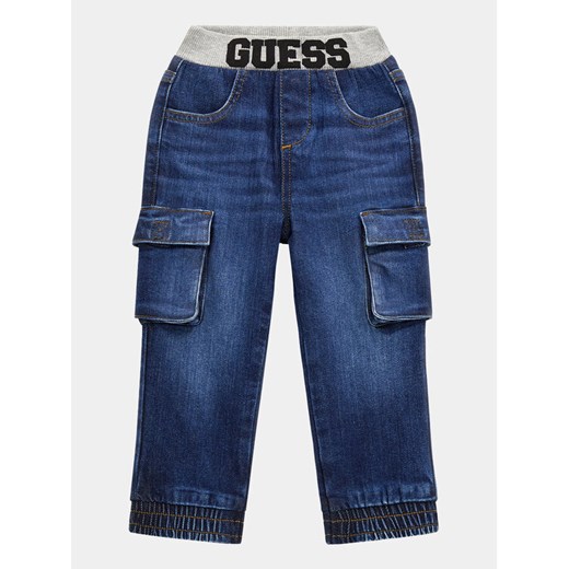Guess Jeansy Cargo N4RA01 D4GV0 Granatowy Relaxed Fit ze sklepu MODIVO w kategorii Spodnie chłopięce - zdjęcie 182614655