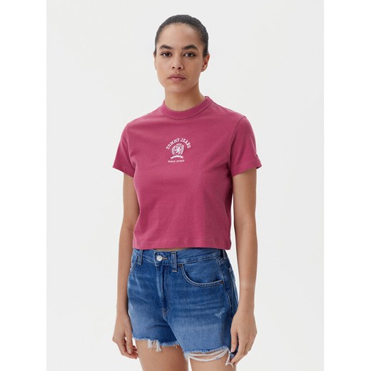 Tommy Jeans T-Shirt Varsity DW0DW20317 Różowy Regular Fit ze sklepu MODIVO w kategorii Bluzki damskie - zdjęcie 182614676