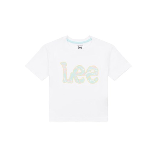 Lee T-Shirt Marble Print LEG5082 Biały Regular Fit ze sklepu MODIVO w kategorii Bluzki dziewczęce - zdjęcie 182615825