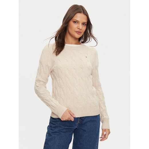 Tommy Hilfiger Sweter WW0WW43586 Beżowy Regular Fit Tommy Hilfiger XXL MODIVO