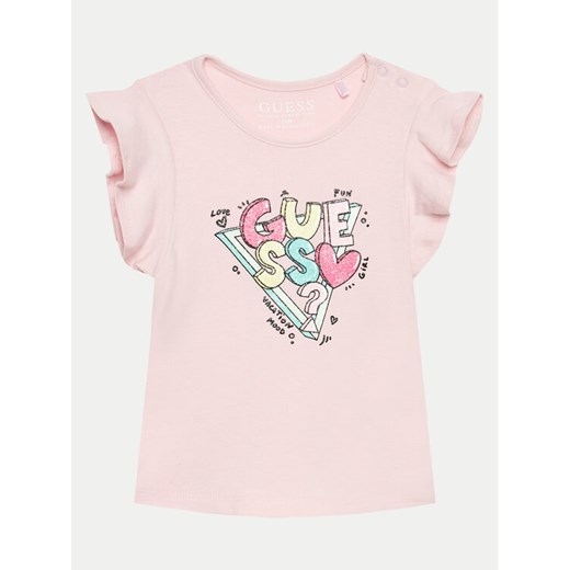 Guess T-Shirt A4GI02 K6YW4 Różowy Regular Fit ze sklepu MODIVO w kategorii Bluzki dziewczęce - zdjęcie 182616249