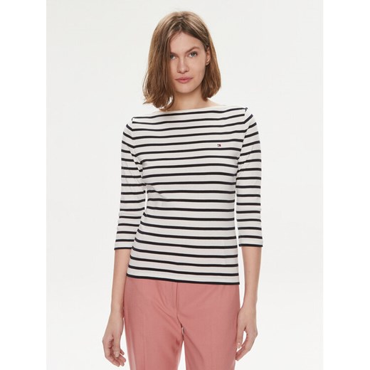 Tommy Hilfiger Bluzka New Cody WW0WW40589 Écru Slim Fit ze sklepu MODIVO w kategorii Bluzki damskie - zdjęcie 182616257