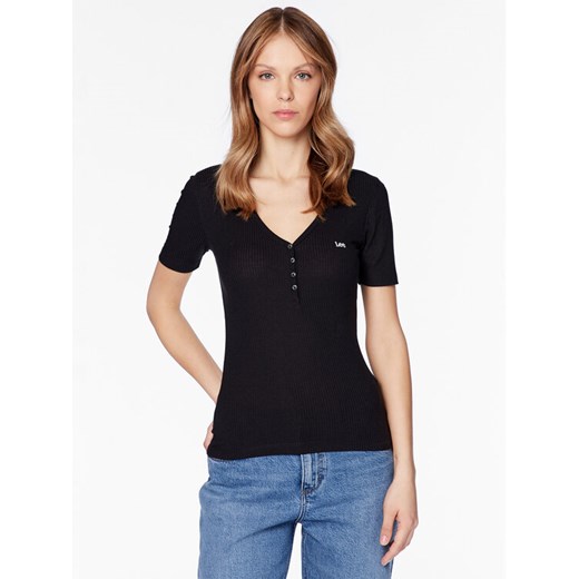 Lee T-Shirt L44KIP01 112333686 Czarny Regular Fit ze sklepu MODIVO w kategorii Bluzki damskie - zdjęcie 182616288