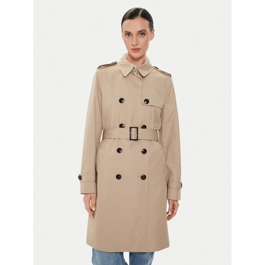 Tommy Hilfiger Trencz WW0WW42133 Beżowy Slim Fit ze sklepu MODIVO w kategorii Płaszcze damskie - zdjęcie 182616607