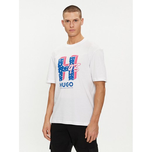 Hugo T-Shirt Nentryle 50513411 Biały Relaxed Fit ze sklepu MODIVO w kategorii T-shirty męskie - zdjęcie 182616935