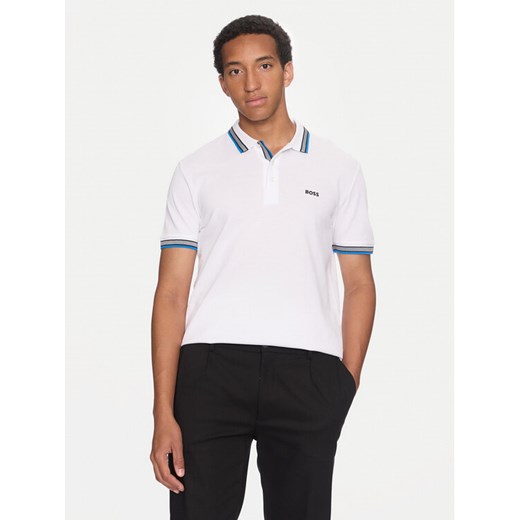 Boss Polo Paddy 50469055 Biały Regular Fit ze sklepu MODIVO w kategorii T-shirty męskie - zdjęcie 182617367