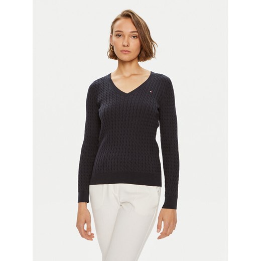 Tommy Hilfiger Sweter WW0WW40999 Granatowy Regular Fit ze sklepu MODIVO w kategorii Swetry damskie - zdjęcie 182617626