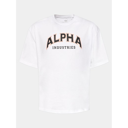 Alpha Industries T-Shirt College 146501 Biały Relaxed Fit ze sklepu MODIVO w kategorii T-shirty męskie - zdjęcie 182617675