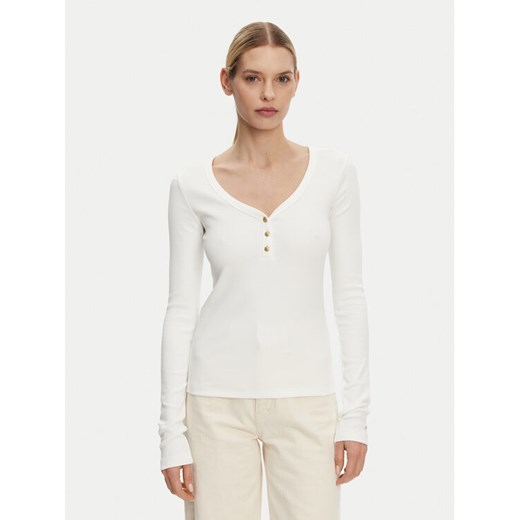 Tommy Hilfiger Bluzka Henley WW0WW43905 Biały Slim Fit ze sklepu MODIVO w kategorii Bluzki damskie - zdjęcie 182617688