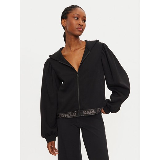 KARL LAGERFELD Bluza 246W1803 Czarny Loose Fit ze sklepu MODIVO w kategorii Bluzy damskie - zdjęcie 182617746