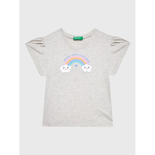 United Colors Of Benetton T-Shirt 3096G107Z Szary Regular Fit ze sklepu MODIVO w kategorii Bluzki dziewczęce - zdjęcie 182618119