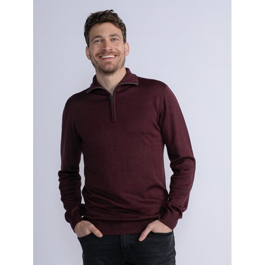 Petrol Industries Sweter M-3030-KWC207 Bordowy Slim Fit ze sklepu MODIVO w kategorii Swetry męskie - zdjęcie 182618535