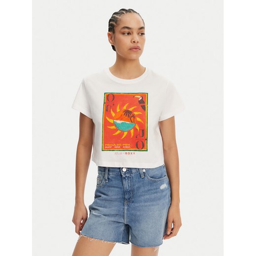 Roxy T-Shirt ERJZT05921 Biały Relaxed Fit ze sklepu MODIVO w kategorii Bluzki damskie - zdjęcie 182618549