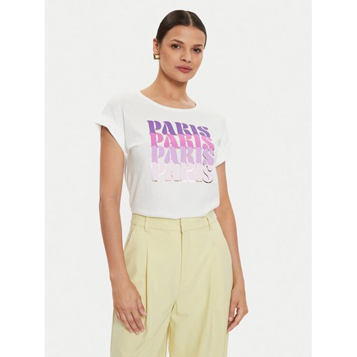 Morgan T-Shirt 241-DPARIS Biały Regular Fit ze sklepu MODIVO w kategorii Bluzki damskie - zdjęcie 182618865