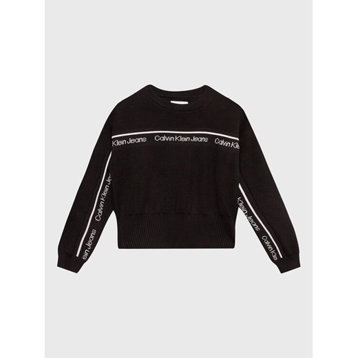 Calvin Klein Jeans Sweter Logo Tape IG0IG01847 Czarny Regular Fit ze sklepu MODIVO w kategorii Swetry dziewczęce - zdjęcie 182618898